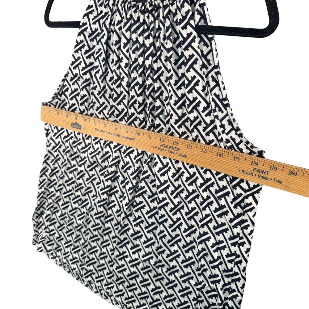 Antonio Melani Silk Blend Halter Top Black White Geo‎ Print Preppy Chic M - Picture 5 of 8